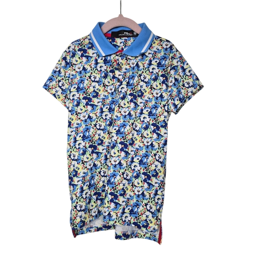 Ralph Lauren RLX Floral Blue Yellow Green Short Sleeves Shirt M 8-10